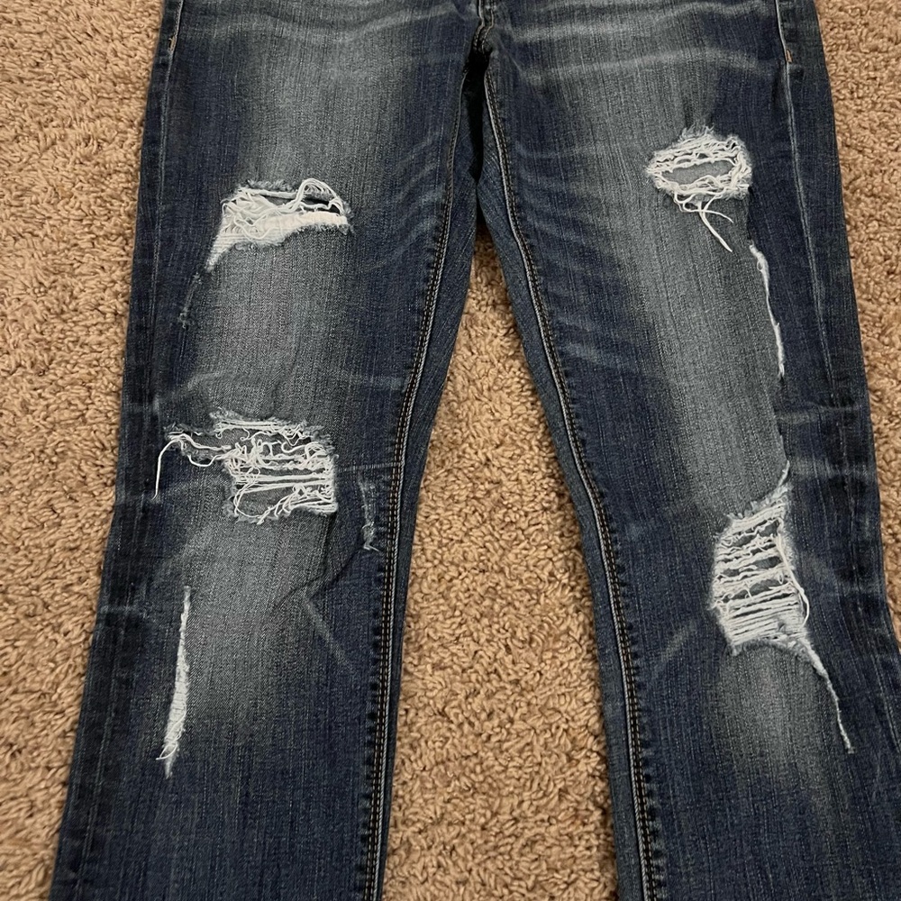 Daytrip Women's Dark Blue Distressed Skinny Jeans - Picture 9 of 12